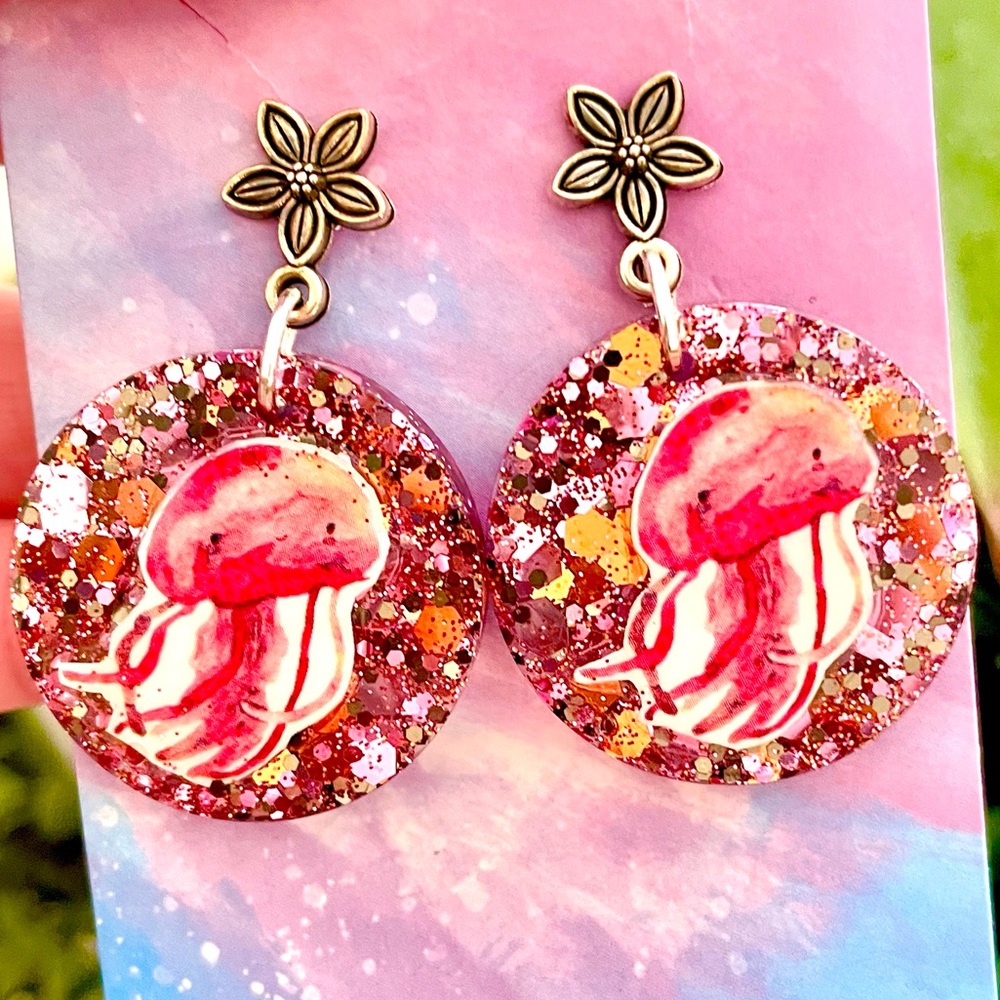 Jellyfish Acrylic Dangle Earrings